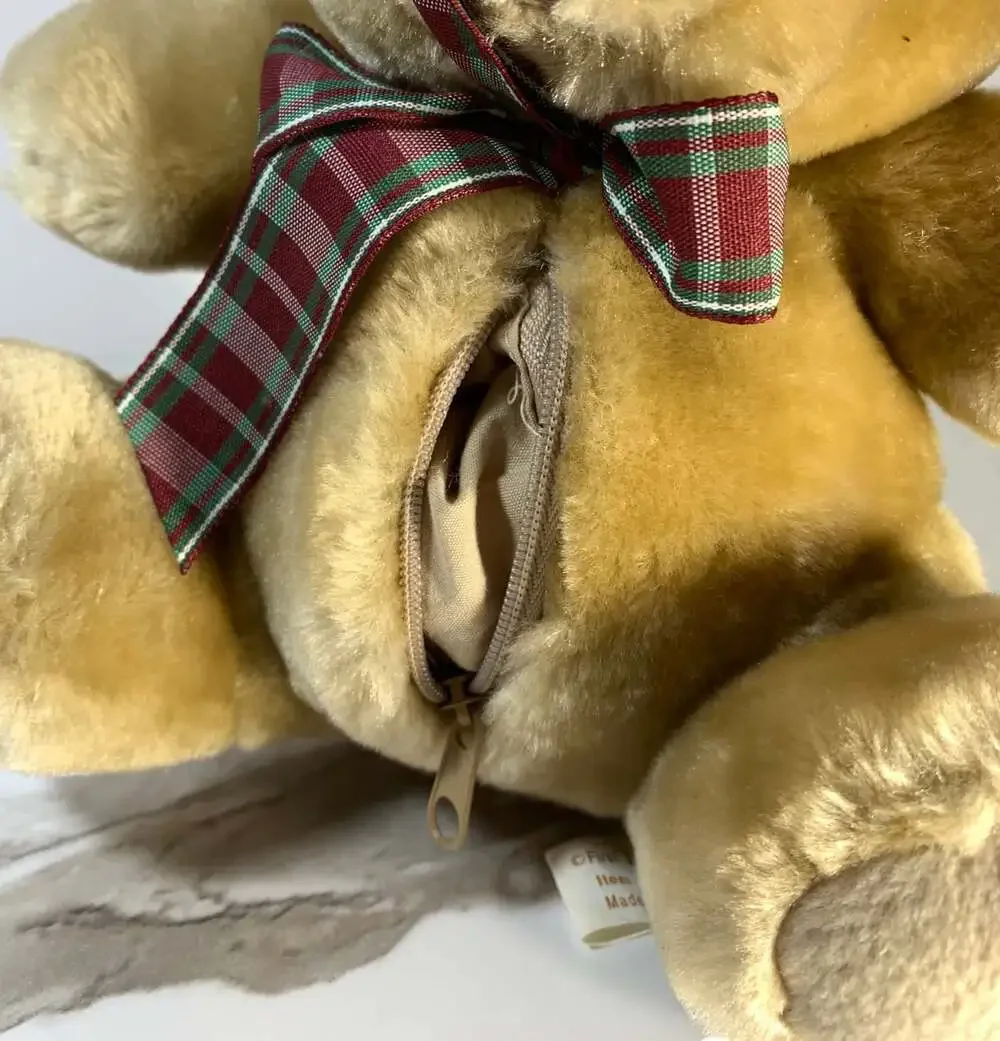 First & Main light brown teddy plush zipper belly
